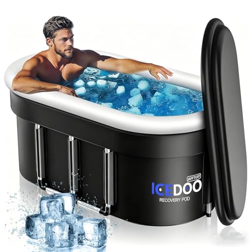 Jaffiust 175Gal Foldable Oval Ice Bath Tub Ice Bucket for Athletes Post-Workout Recovery Multi-Layered Portable Adults Suitable for Home Gym Indoor and Outdoor (4.59 Ft)
