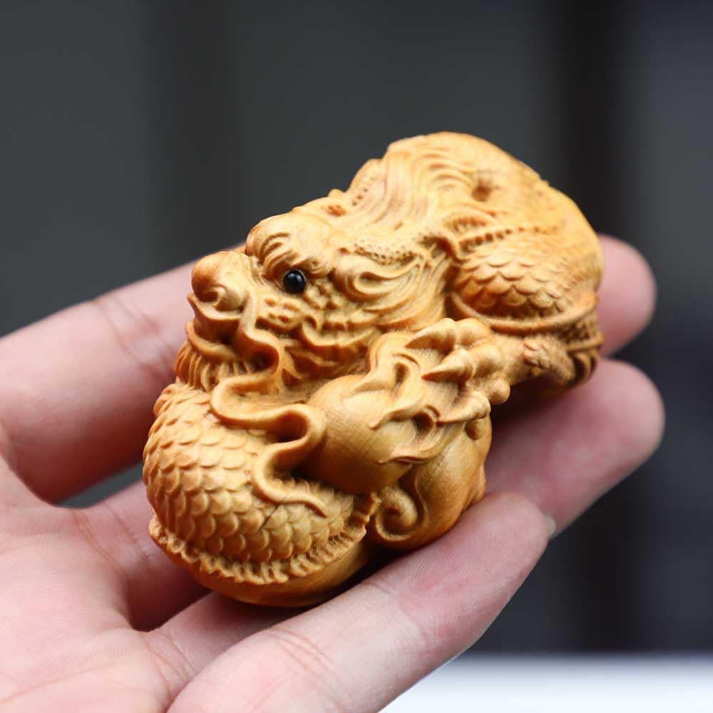 木製 龍の根付 キセル 細密彫刻