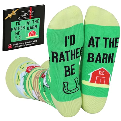 IRISGOD I'd Rather Be Funny Dress Socks for Men and Women Humor Joke Gifts, At the Barn, One Size