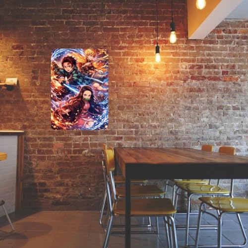 Image of Zesta Bathroom Decor Items Washroom Decor Tin Sign | Aesthetic Posters Wall Poster for Bedroom | Magnetic Cafe Decoration Items / Restaurant Decorations Items | Quirky Home Decor Bar Accent (Demon Slayer(4))