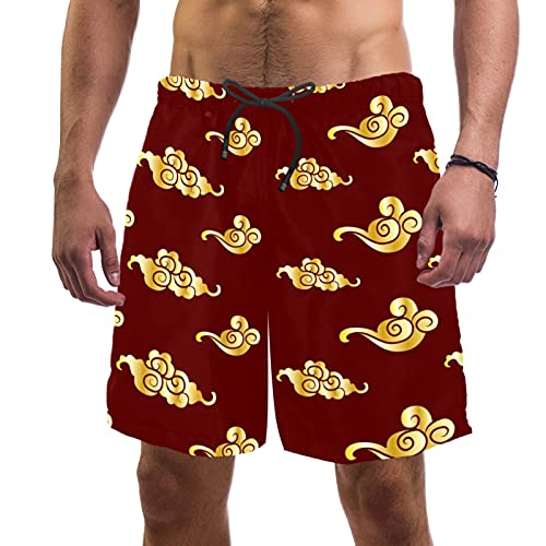 Short de bain pour homme imprimé multicolore doré haut de gamme M