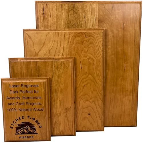 Genuine Cherry Wood Plaque Base – Premium 100% Real Cherry, Double Beveled, ¾' Thick – Laser Engraves Dark – Ideal for Awards, Trophies, Crafts, and Custom Projects – Multiple Sizes (5x7 inch)