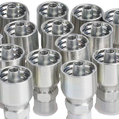 Image of 12 Pack Hydraulic Hose Fittings 3 /8 inch I.D. Hose x 3 /8 inch NPT Male ,Durable Carbon Steel Ends for Single Wire Hydraulic Line Systems
