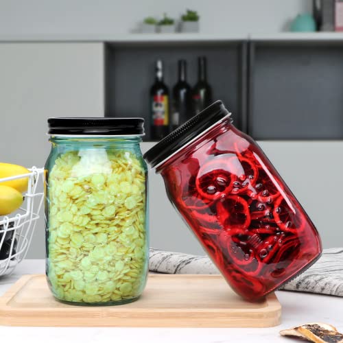 Qappda 32 Oz Glass Jars With Lids Set Of 12,Colorful Wide Mouth 1000Ml Glass Mason Jar With Airtight Lid,Durable Glass Food Storage Canning Jars For Diy Crafts,Dry Food,Jams,Preserving #TOP4
