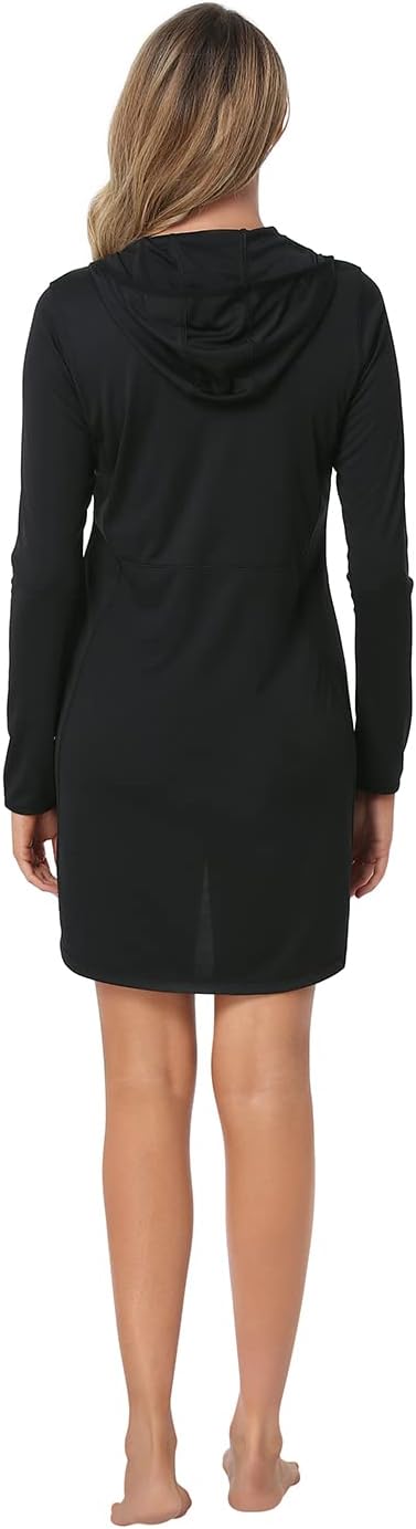HDE Beach Coverups for Women UPF 50 Long Sleeve Swim Cover Up Dress with Hood Quick Dry Sun Protection Tunic with Pockets - Image 5