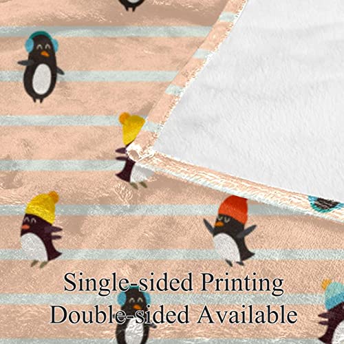 Couverture polaire pingouin pour lit et canapé de chambre