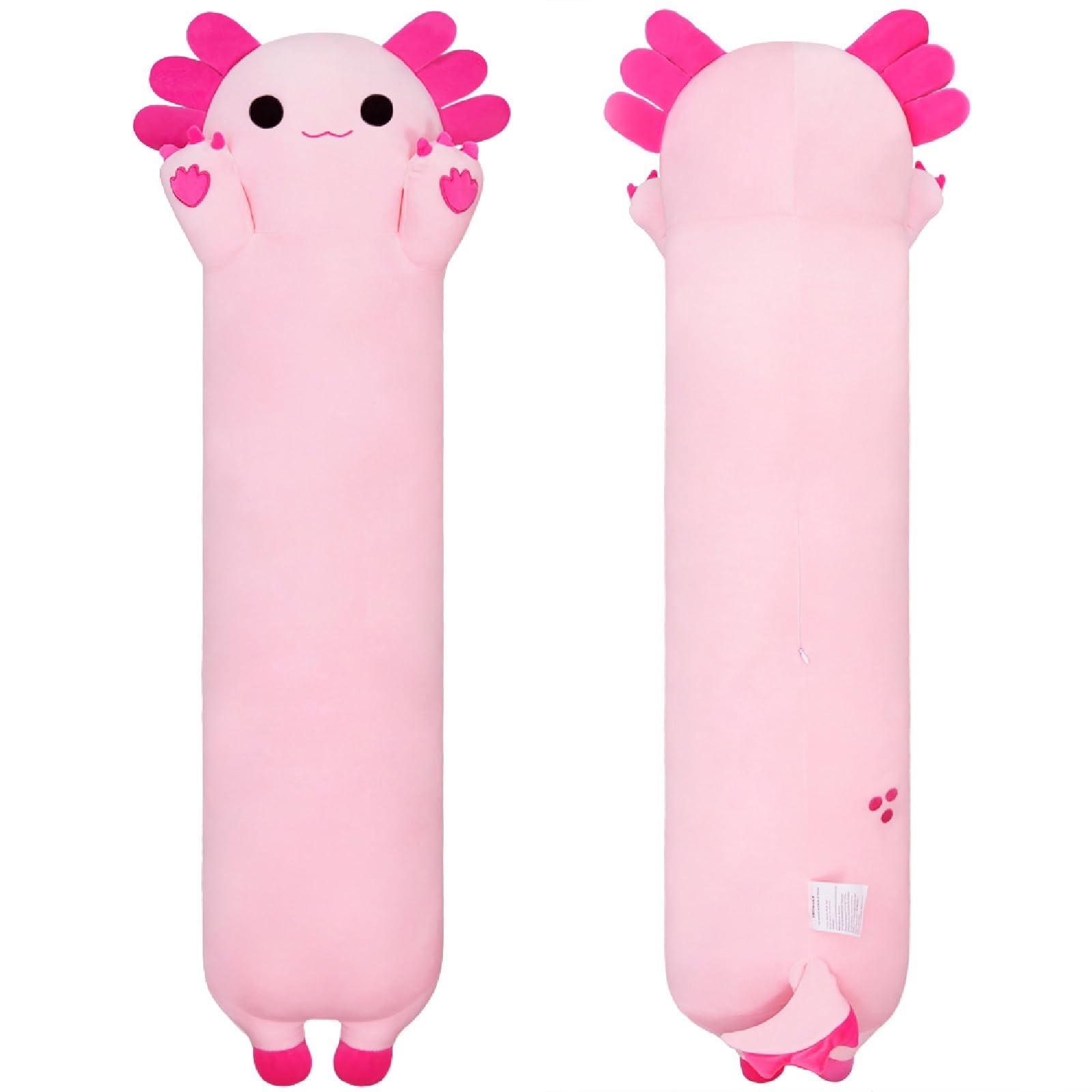 SNOWOLF Gefüllte Axolotl Lange Kissen Plüsch Tier Spielzeug Weiche Kawaii Stuff Kuscheltier Spielzeug Entzückende Umarmung Kissen für Kinder (90cm, rosa)