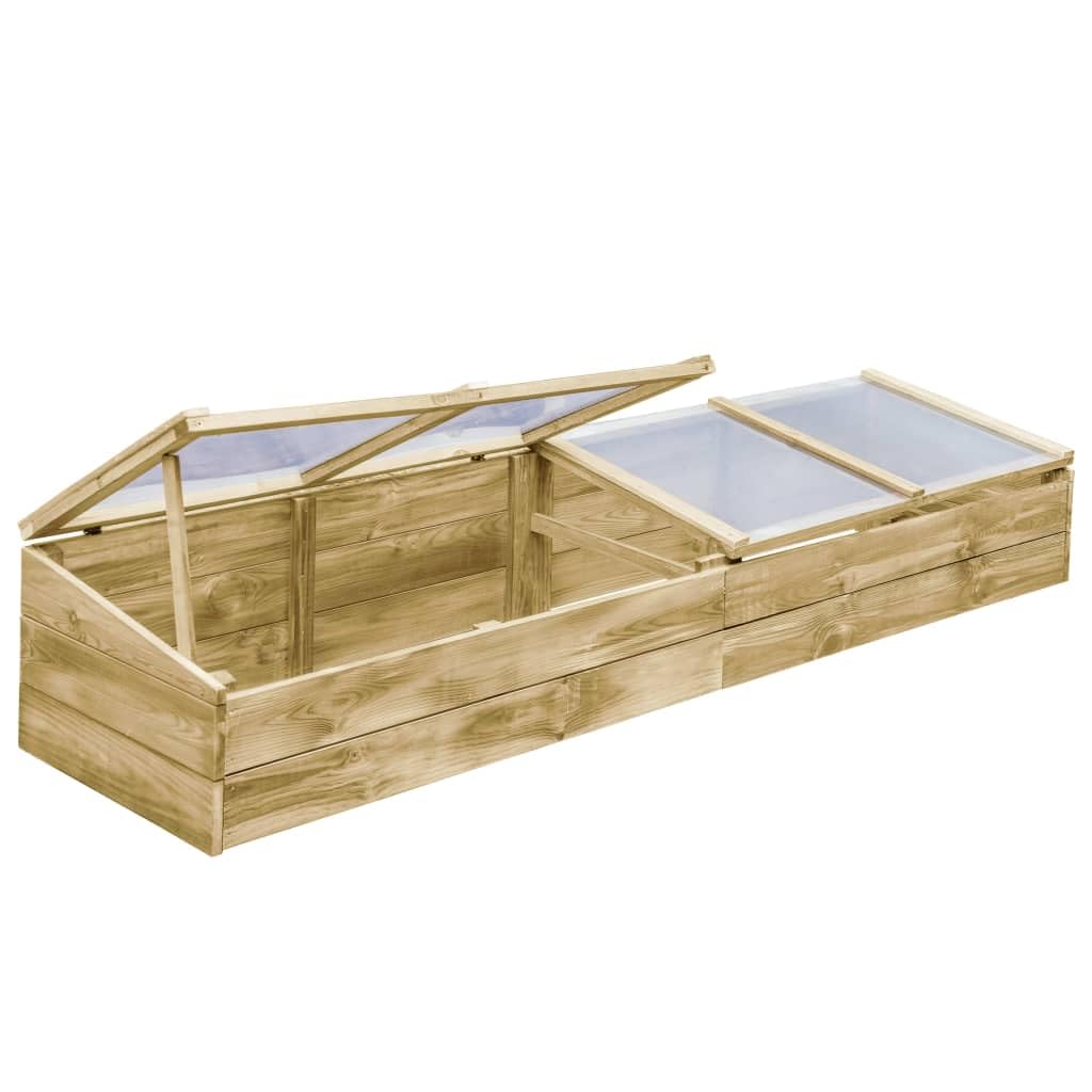 vidaXL Pin Imprégné Serre Froide Jardin Toit Patio Bac à Fleurs Jardinière