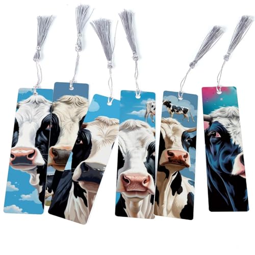 Marque-page vache et pompon en lot de 6 finitions soignées pour livre