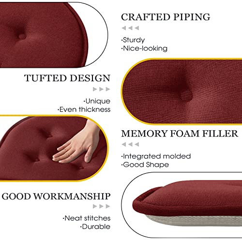 Basic Beyond Chair Cushions For Dining Chairs 4 Pack, Memory Foam Chair Cushion With Non Slip Backing, 17X16 Inches Kitchen Chair Pads(Burgundy) #TOP3