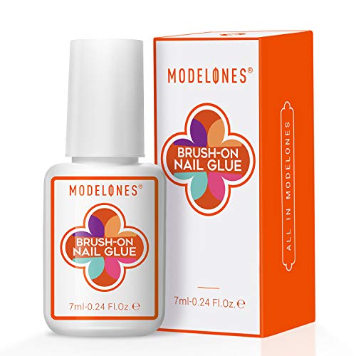 Modelones Nail Glue for False Nails - Brush on Nail Adhesive Glue for Acrylic Fake Nails Tips Professional Acrylic Nail Glue Long Lasting