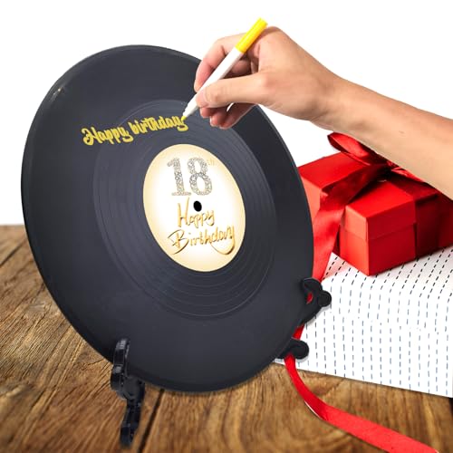 Image of Vinyl Record Sweet 18 Birthday Decorations 11.6 inchX11.6 inch, 18th birthday decorations Party Favor Sign Poster, 18th Birthday Guest Book Alternative, Great Sweet 18 Gifts for Girls or Boys (18 Years Old)