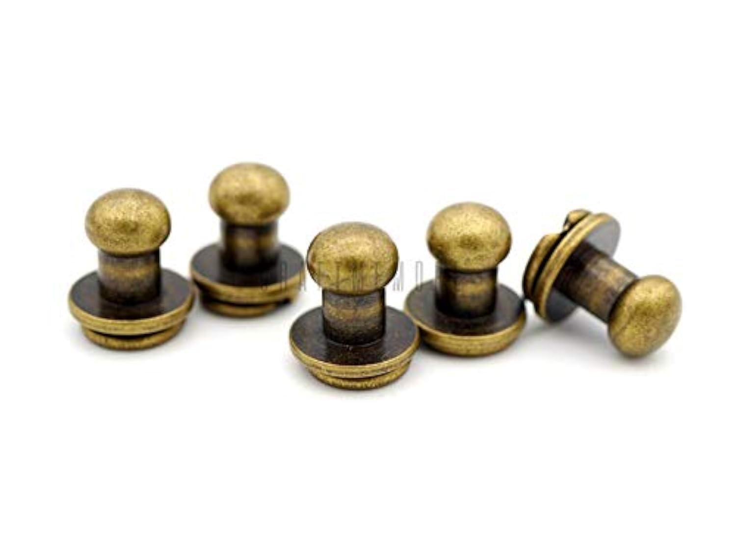 CRAFTMEMORE 6MM Ball Head Stud Screw Back Nipple Rivet Studs Button Strap Stopper Leathercraft 20 Pack TLBH (Antique Brass)