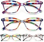 HEEYYOK Womens Reading Glasses 2.5 Small Face 4 Pack Colorful Readers For Women, Cateye Reader Cat Eye Glasses for Reading