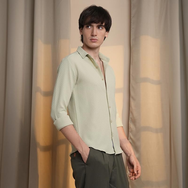 Image of CAHOOT Men's Solid Utility Shirt | Casual Wear | Spread Collar | Long Sleeve | Button Closure | Shirt Crafted with Comfort Fit for Everyday Wear