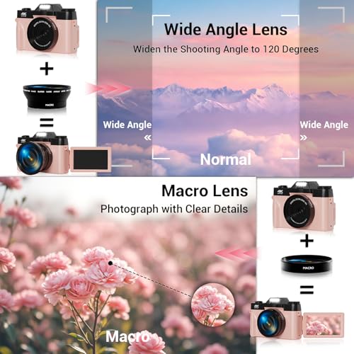 Image of 4K Digital Camera for Photography, 75MP WiFi Vlogging Camera for YouTube, 3 inch 180 Flip Screen Point and Shoot Camera with 64GB SD Card, Anti-Shak & 2 Batteries, Compact Travel Camera for Beginners