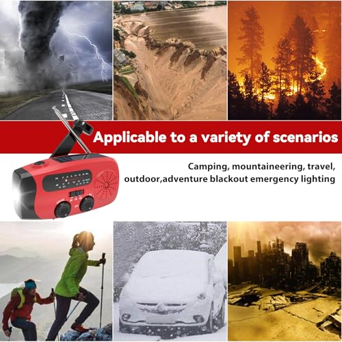 Radio d'urgence avec alimentation solaire/manivelle, radio solaire 2000mAh, alarme SOS, AM/FM/WB, lampe de poche LED (700LM), IPX4 étanche pour camping en plein air et préparation aux crises – Image 5