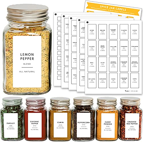 VUDECO Spice Labels 145PCS Spice Jar Labels in Total Pantry Labels for Containers Preprinted Kitchen Labels Waterproof Pantry Labels Spice Labels Stickers Labels for Spice Jars Minimalist Spice Labels