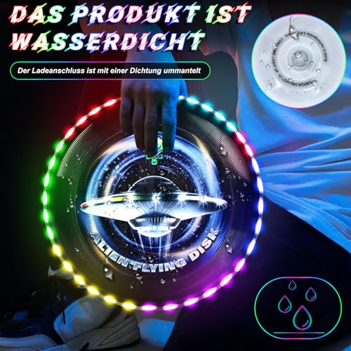 IEEILULU LED Frisbee, Frisbee mit Licht, Leuchtende Frisbee mit 12 Lichteffekte, Wiederverwendbar, LED Frisbee Disc Spaßsport für Kinder Erwachsene Rasenstrand im Freien