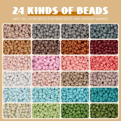 Image of SANNIDHI 3mm Seed Beads for Bracelet Making, 24 Color Small Beads for Craft, Girls DIY Jewelry Making Beads for Kids Activity with Spacer Bead, Pearls, Letters, Charms and Tools Kit | Easy Threading, Creative Projects, Craft Components, Spacer Beads, Pearls, Letters, Charms and Tools, Compact Storage