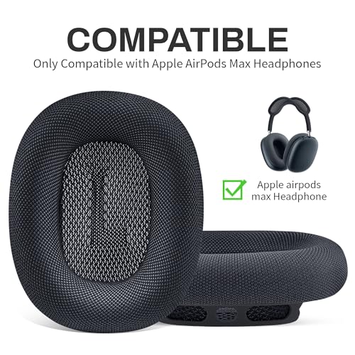 Image of Replacement Ear Cushions for Apple AirPod Max Upgraded Memory Foam Pad with Durable Fabric,Sound Insulation and Noise Reduction,Strong Magnetic Fit,Sweat-Resistant,Breathable Comfor(Midnight)