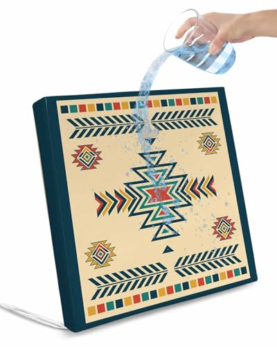 2 Pack Aztec Waterproof Cushion Covers with Ties Outdoor Patio Chair Seat Cushion Slip Covers Replacement(Only Cover) Colored Tribal Southwestern Native American Farmhouse Mexican 24''x24''x4''