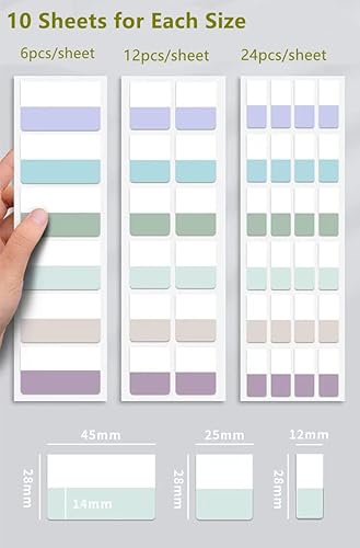 Morandi - 420 pestañas adhesivas para libro de índice autoadhesivas, pestañas de marcador, pestañas de archivo reposicionables, pestañas de archivo