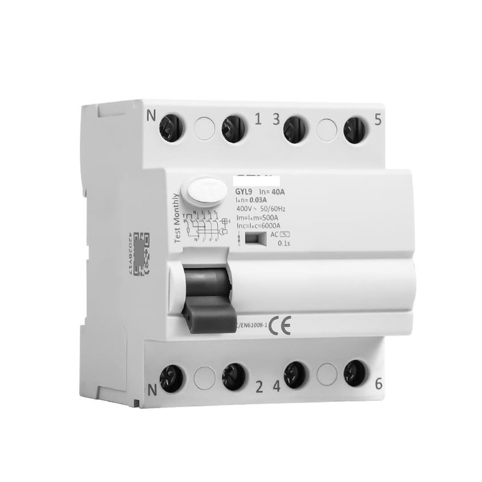 GYL9 Disyuntor de corriente Residual de CA interruptor diferencial electromagnético interruptor de seguridad 4P 40A 63A 100A(4P 40A,100mA(0.1A))