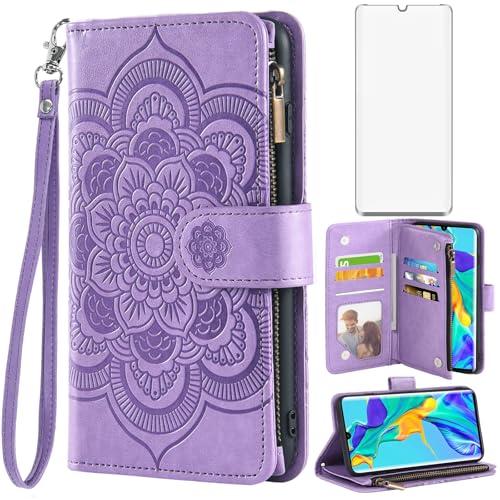 Coque Huawei P30 Pro rabat cuir étui portefeuille et verre trempé