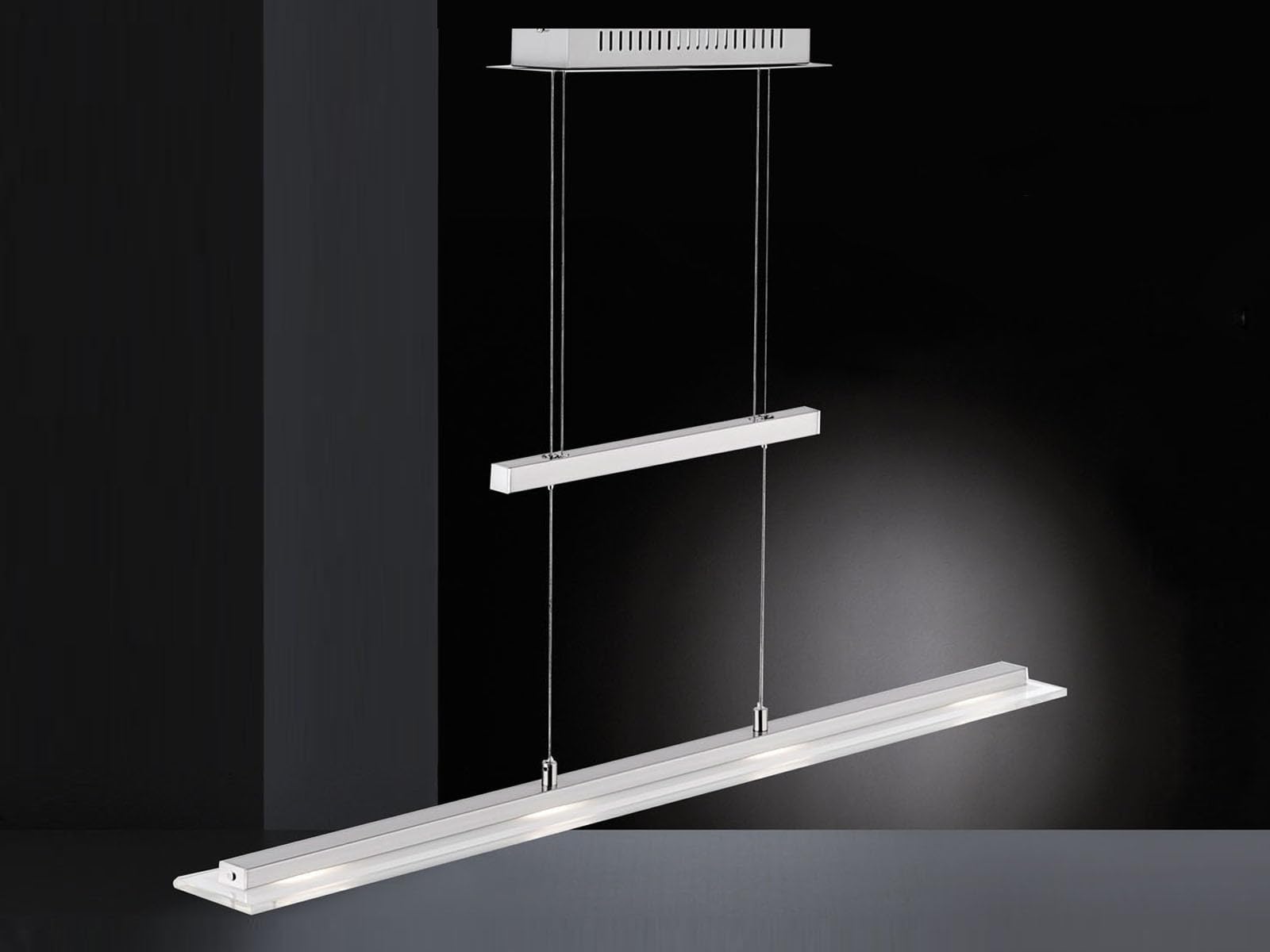 Fischer & Honsel Pendelleuchte Tenso TW 4x LED 5,0 Watt, nickelfarben, 3 Stufen CCT, höhenverstellbar, stufenlos dimmbar, 211224, 88 x 9 x 150 cm (LxBxH) , 1600 lm, 2700 K / 3350 K / 4000 K