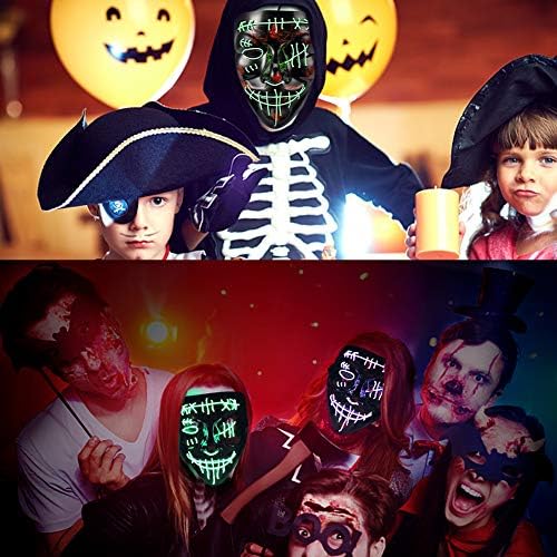 Miniatura 2 de Máscara LED de terror de Halloween, máscara de purga LED, máscara de luz LED para disfraz de Halloween