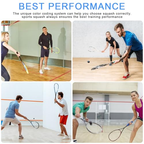 YYTECH Squash Bälle 4er-Set, Squashbälle, Doppelte Gelbe Punkte Einzelne Gelbe Punkte Einzelne Rote Punkte Einzelne Blaue Sport-Squashball High-Bounce-Squashball Für Anfänger Und Training