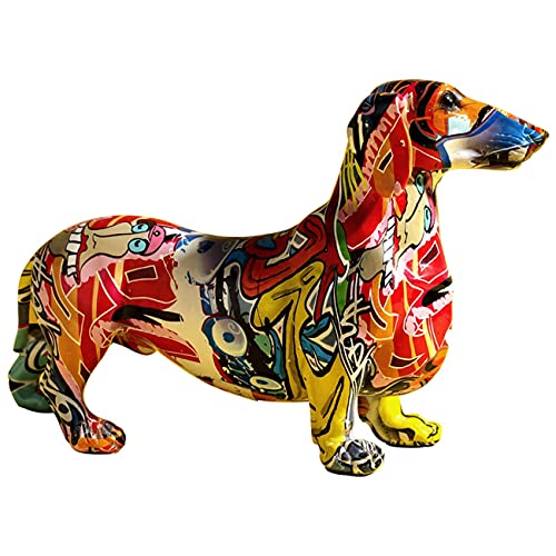 FUNSXBUG Figura coleccionable de perro salchicha de arte colorido, idea de regalo, decoración de escritorio