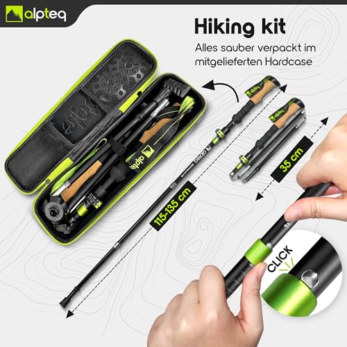 Ergonomischer Korkgriff der Alpteq Trekkingstöcke - Detailansicht von Alpteq® faltbare Wanderstöcke Alu Korkgriff |...