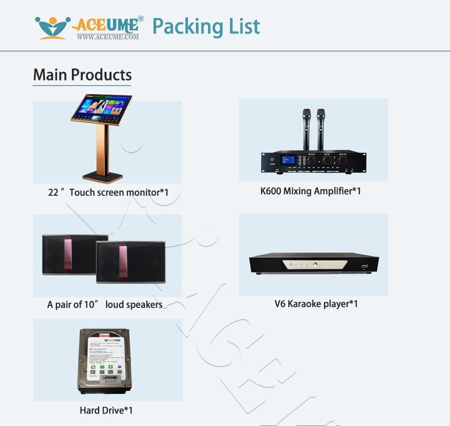 Miniatura 5 de TSRVK520-3TB 22" Family KTV Singer Audio Set Full Karaoke Machine Home Máquina todo en uno