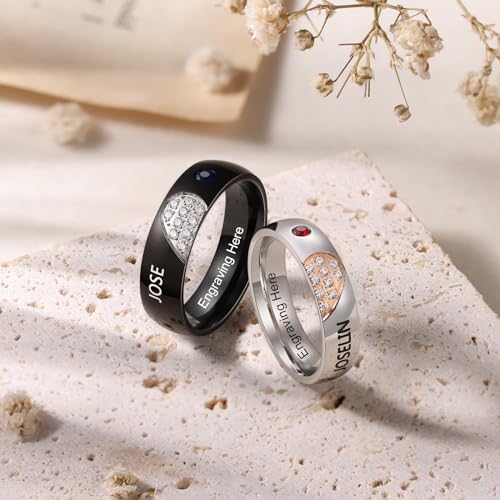 Personalized Promise Rings for Couples Matching Rings for Couples Rings Set His and Hers Wedding Ring Sets3