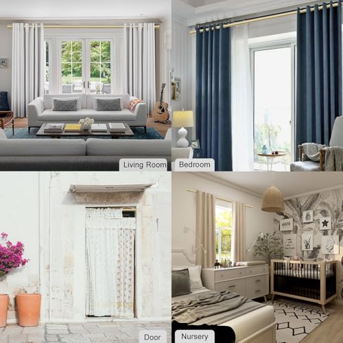 Image of Byondeth Curtain Rods for Windows 16 to 144 Inches Adjustable Length 1 Inch Diameter Window Curtain Rod with Aluminium Finials, Flash Gold