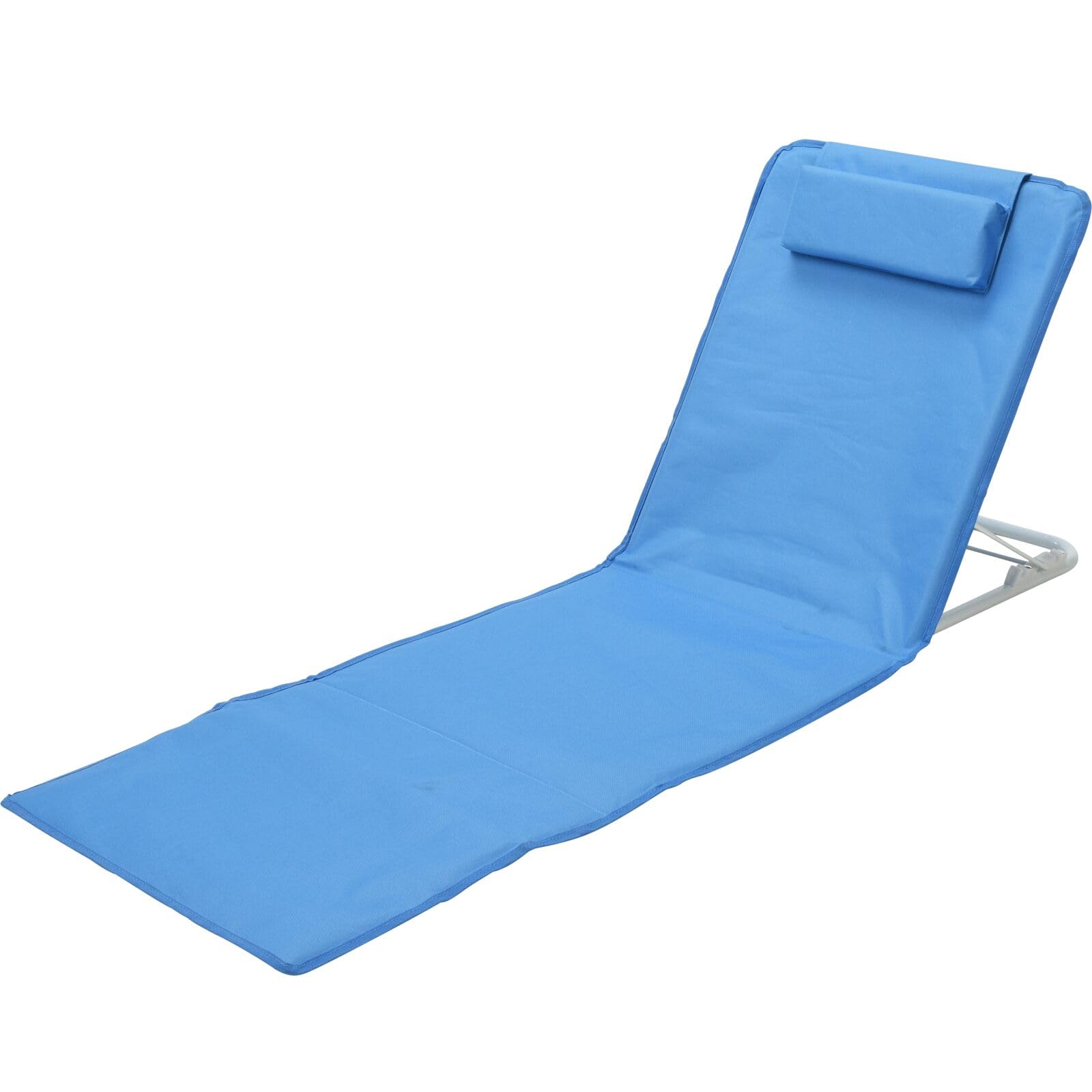 Envenzo Beach Chair Collapsible Foldable Lightweight Carry Bag with Strap With High Back Pillow Pocket (Blue)