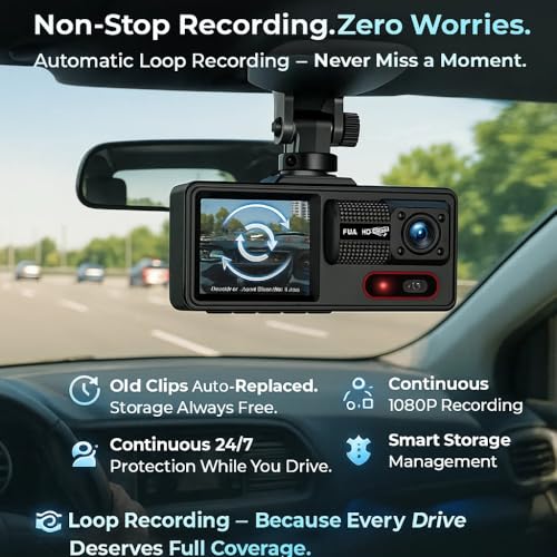 Image of Maizic Smarthome Navic ProView 3 WiFi 3-Channel Dash Cam 1080Px3 | 3 inch Display | 170 Wide Angle | Night Vision | Motion Detection | Loop Recording | Parking Mode | G-Sensor | App & SD Card Support