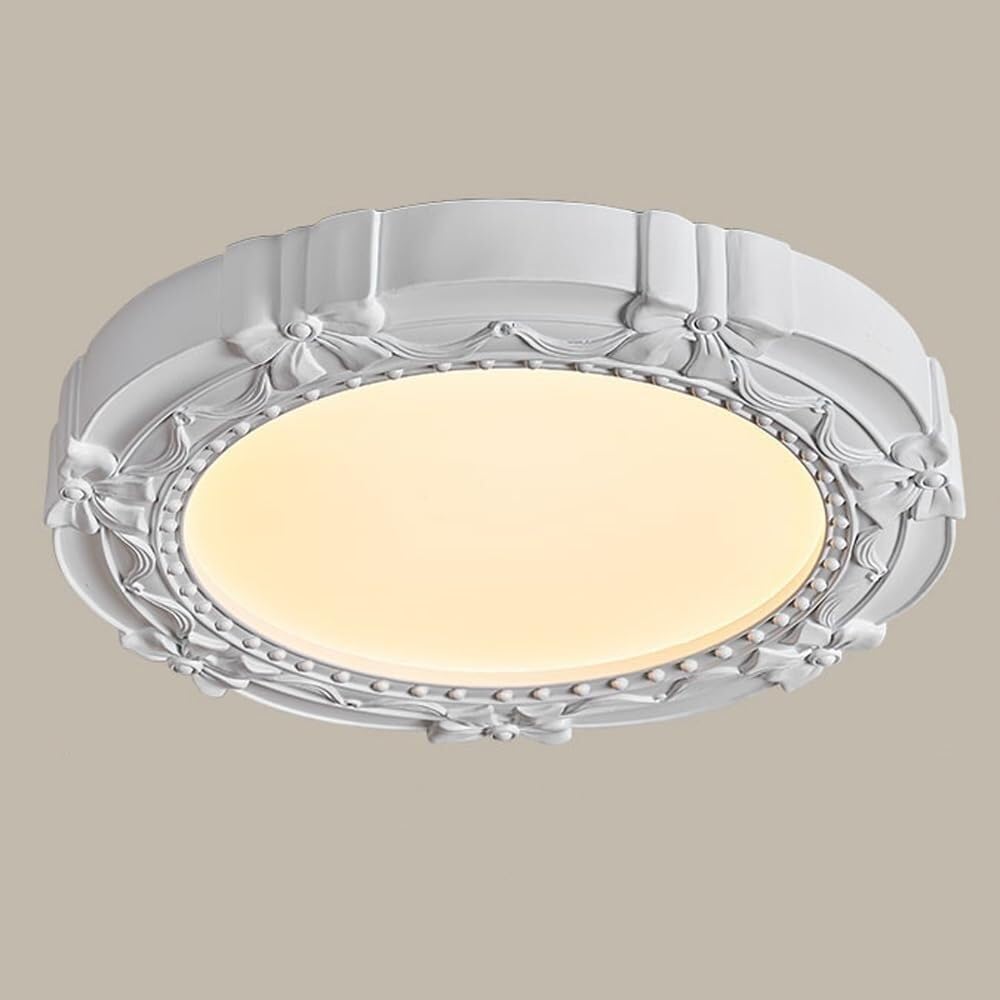 LYOUAE French Bowknot Embossed Ceiling Light Modern Round Acrylic Shade Ceiling Lamp