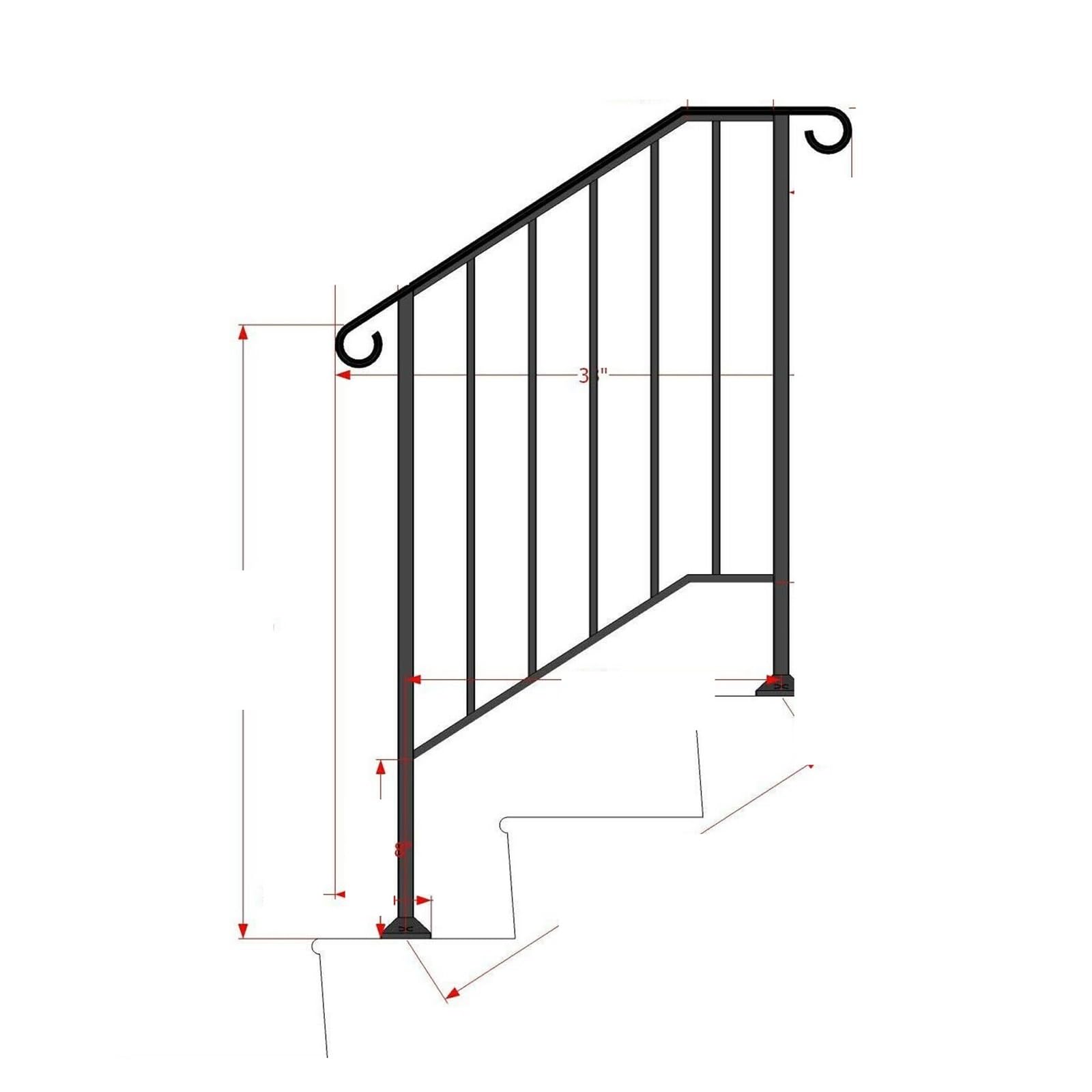 Main courante d'escalier pour sécuriser les marches extérieures d'un porche