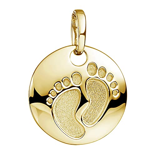 Materia Baby Fußabdruck Kette mit Anhänger Silber 925 vergoldet 40cm KA-454-Gold_K61-40cm
