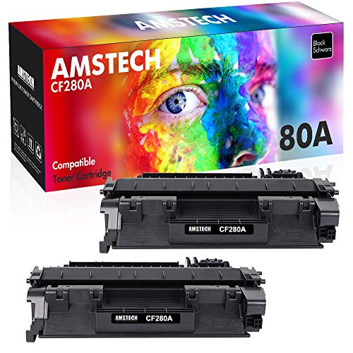 Amstech Compatible Toner Cartridge Replacement for HP CF280A 80A HP Laserjet Pro 400 M401N M401DN M401DNE M401DW M401A M401D HP Laserjet Pro 400 MFP M425DN M425dw Printer Toner cartridge(Black,2Packs)