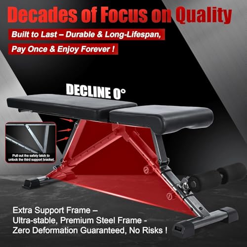 BARWING 900LBS Adjustable Workout Bench for Home Gym, Flat Foldable Weight Bench For Home Gym, 2025 Upgraded Adjustable Bench Press Set, Incline Decline Gym Bench For Full Body Exercise - Image 4