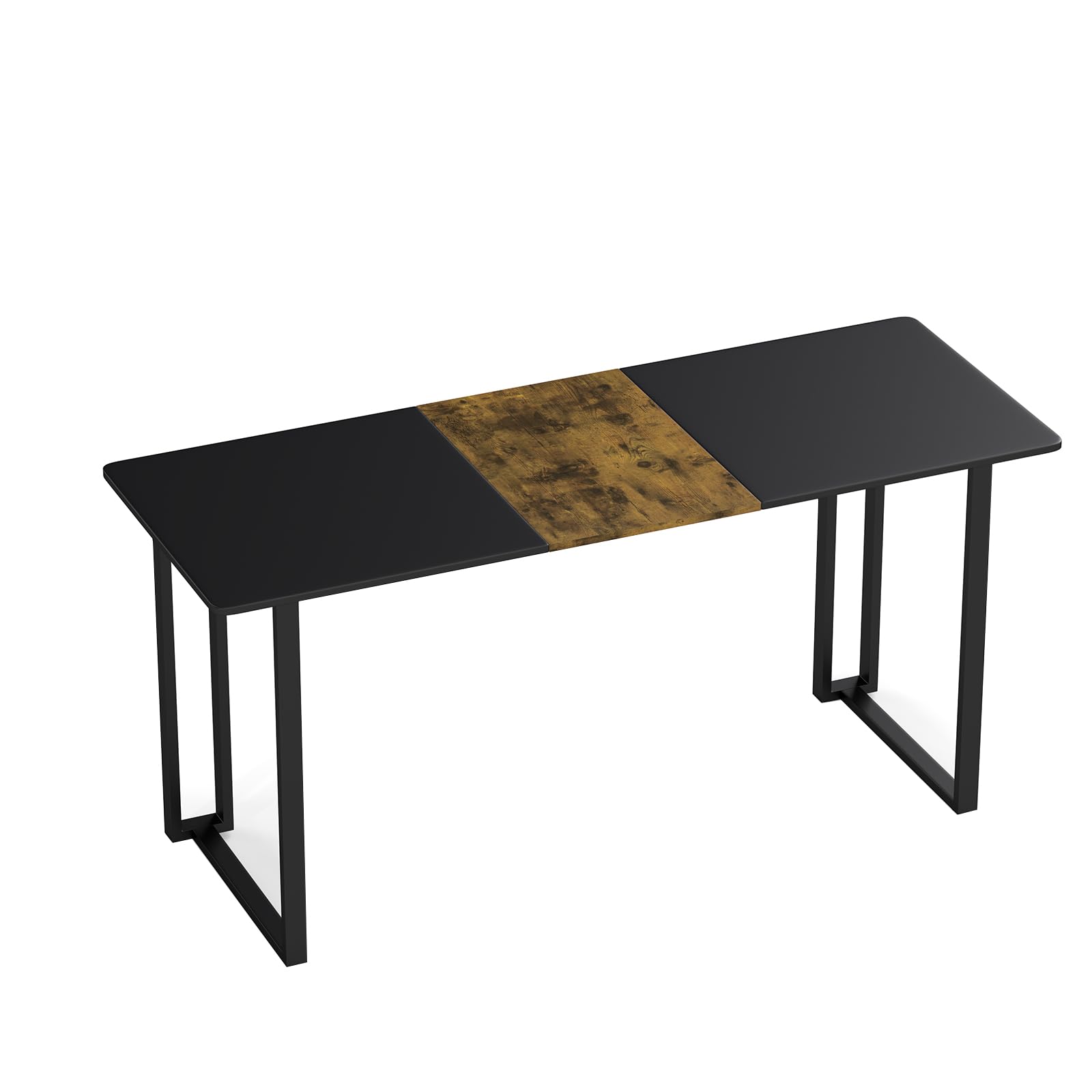 COSTWAY Computer Desk, Industrial Writing Workstation PC Laptop Table, Metal Frame Wooden Splice Board Home Office Bedroom Working Study Desk (Black+Vintage+Black, 160 x 60 x 75 cm)