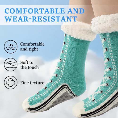 soputry Ultra-Thick Cashmere Slipper Home Socks, Cashmere Slipper Socks, Fleece Lined Socks Fuzzy Slipper Socks With Grips (Dark Blue)4