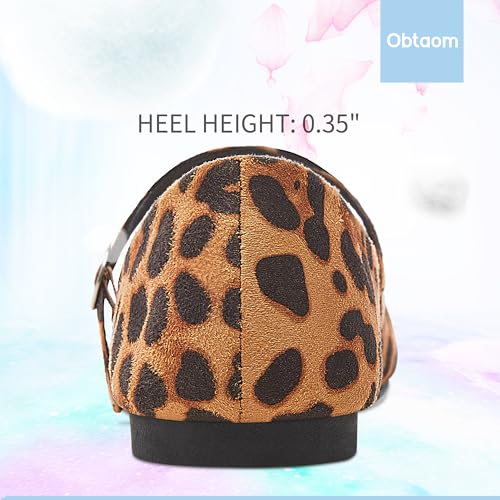 Image of Obtaom Mary Jane Flat Shoes Round Toe Ballet Flats for Women Dressy Fabric Business Flats Comfortable Classic Strap Flats for Office