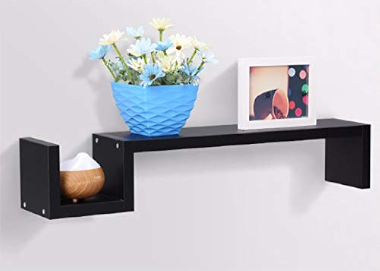 Modern Home Floating Wall Shelf Set with Hidden Brackets - Black