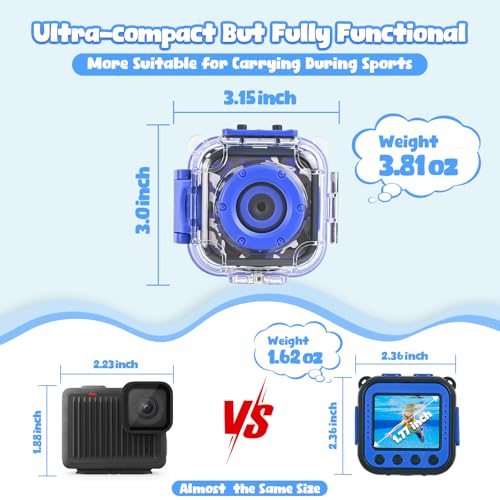 image for PROGRACE Kids Waterproof Camera - Birthday for 3-12 Year Old Boys 1080
