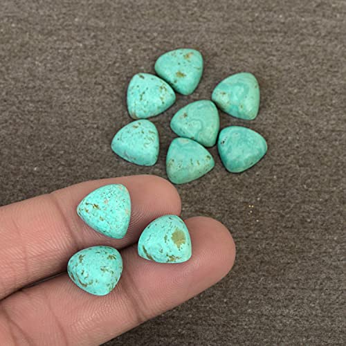 Turquoise cabochon 8mm trillion dos plat, pierre semi-précieuse pour création bijoux - 4